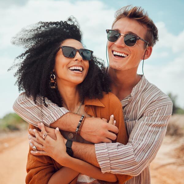 smiling young couple in Scottsdale, AZ